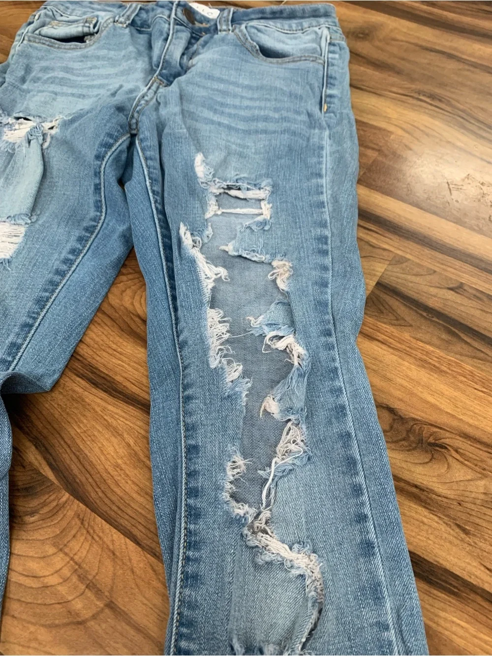 Cello Distressed Skinny Jeans Women Size 3 Blue Denim Ripped Frayed Stretch
